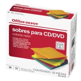 SOBRES PARA CD/DVD OFFICE DEPOT VARIOS...