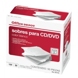 SOBRES PARA CD/DVD OFFICE DEPOT BLANCOS...